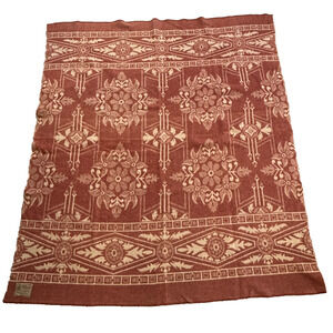 Vintage ORR HEALTH Wool Blanket Holland Flowers Reversible 84” X 76” Ohio USA